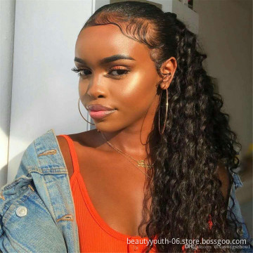 Beauty Youth Cuticle Aligned Virgin Human Hair Ponytail natural color afro kinky curly pony tail water wave hair extension